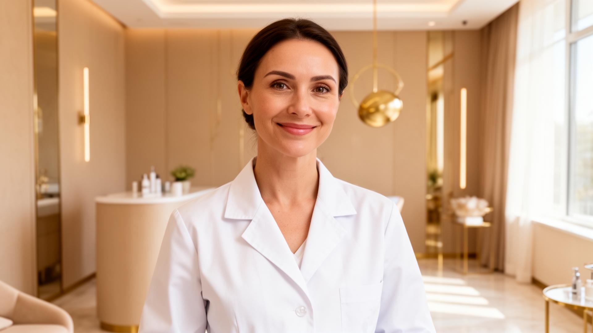 Profissional de estética em clínica moderna